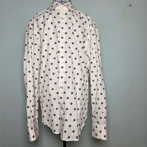 Robert Graham White Geometric Print Button Down Shirt Men’s L 16.5